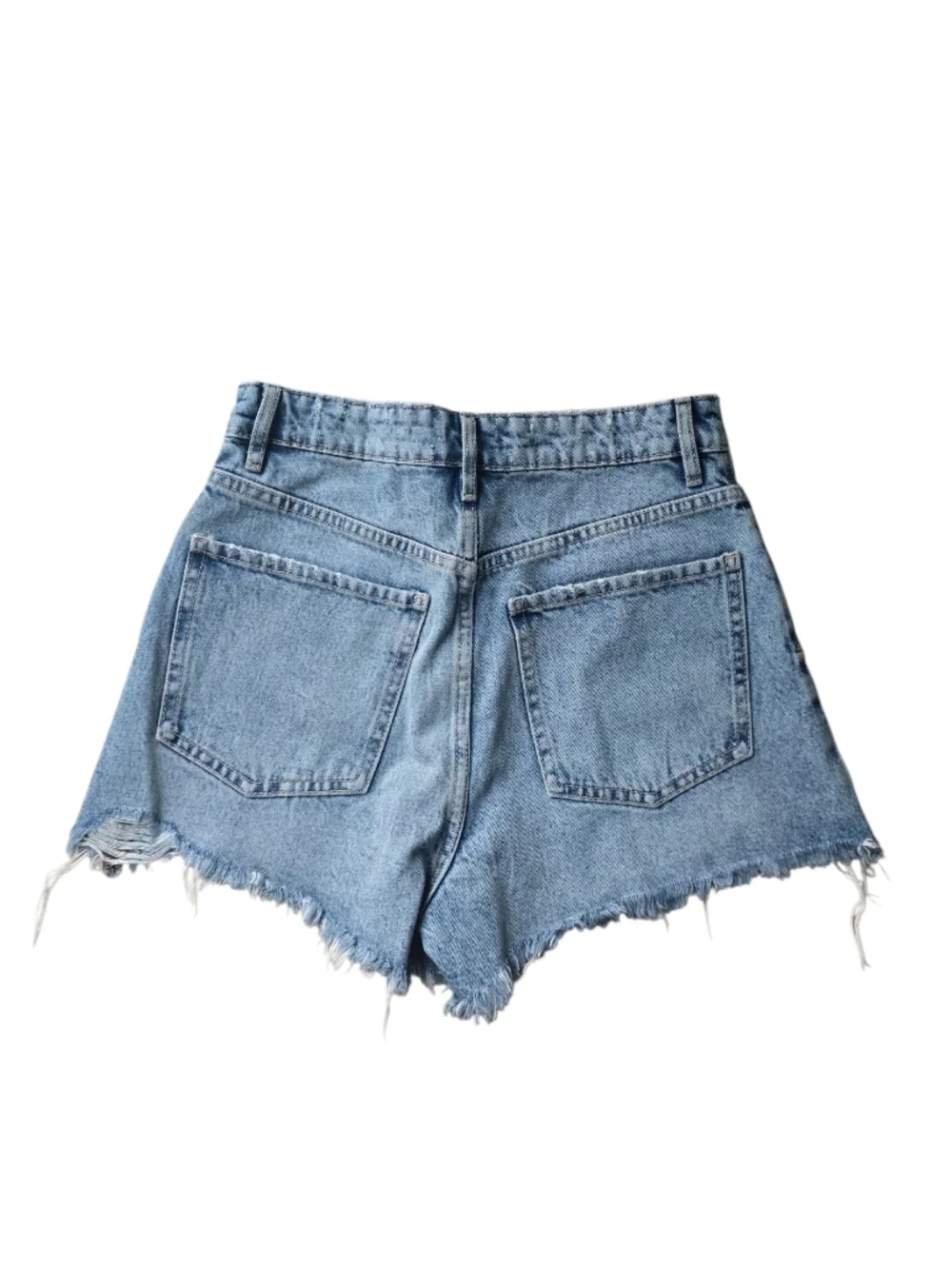 Zara Frayed High Rise Denim Jean Shorts